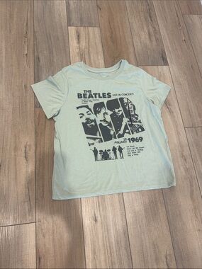 The Beatles Short Sleeve Tee in Mint Green with Black Graphic